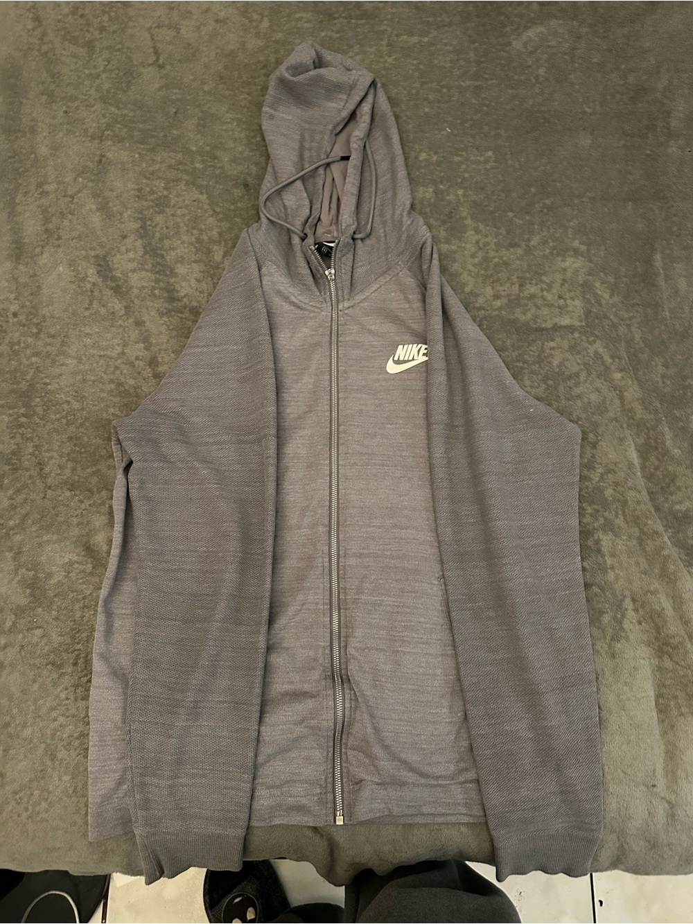 Nike Heather Gray Zip Hoodie with Swoosh